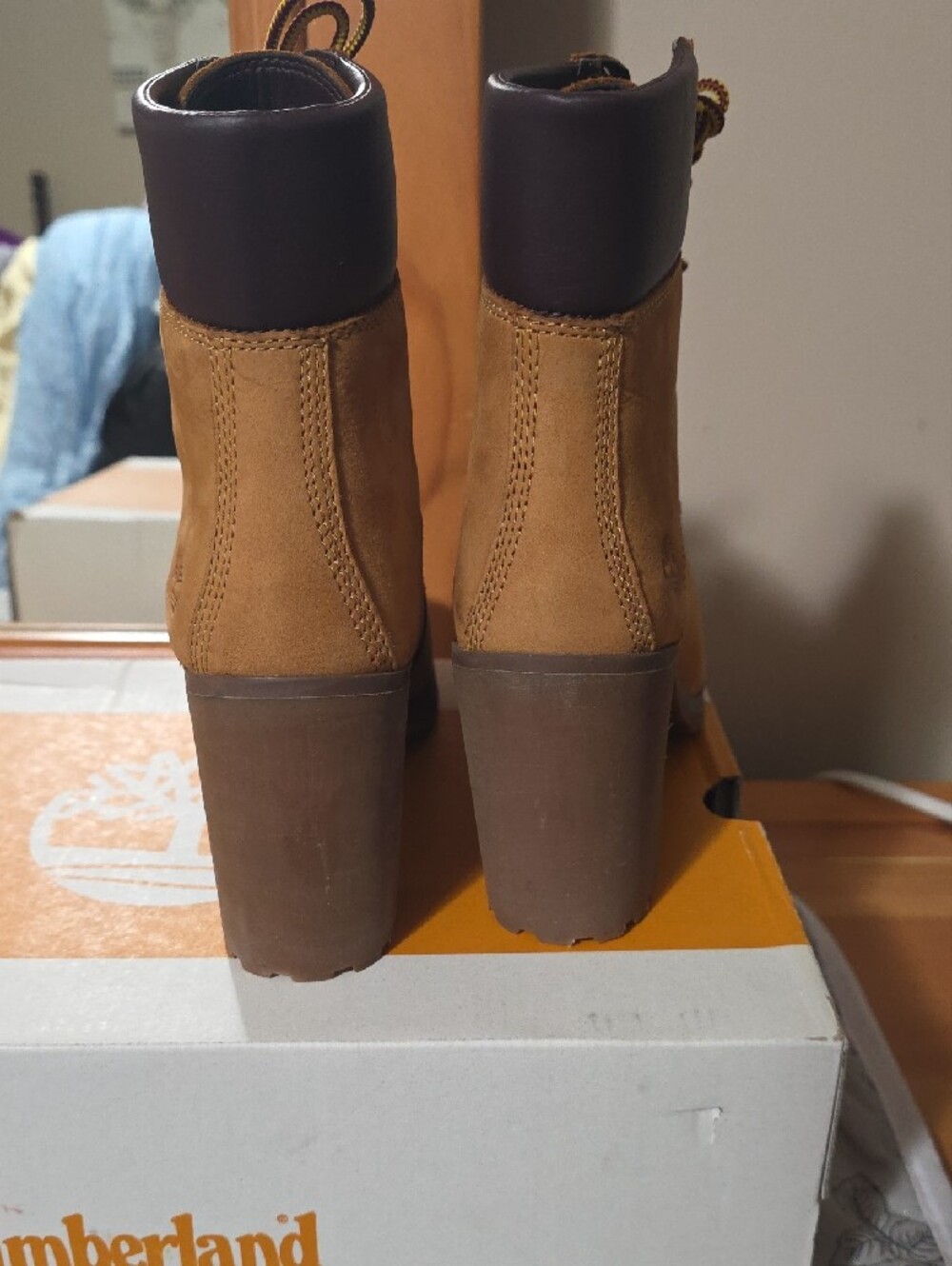 Timberland Tan Nubuck Lace-Up Block Heel Booties - Picture 2 of 6